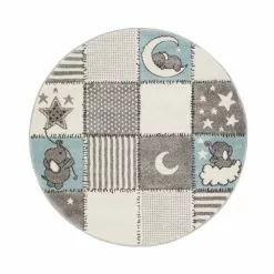 Atlas Cute Elephant Turkos – Rund Barnmatta