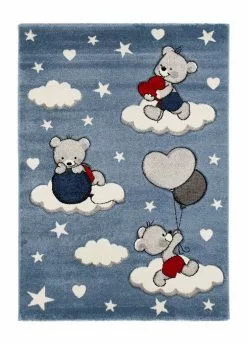 Atlas Nalle Blå/Grå – Barnmatta