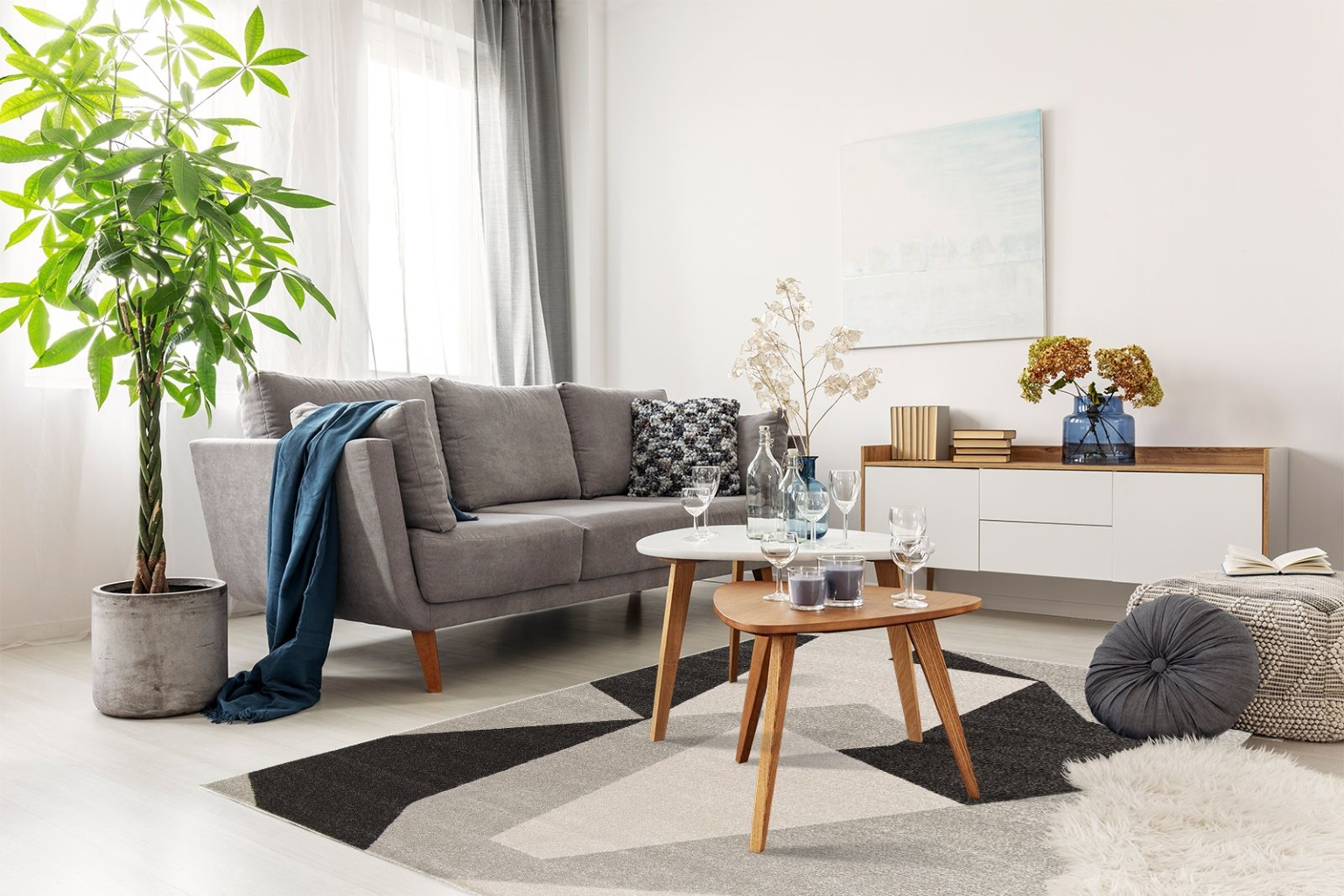 Follow Abstrakt Natur/Svart – Modern Matta - Bild 4