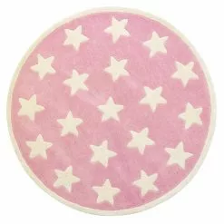 Star Små Rosa Stjärnor – Rund Barnmatta